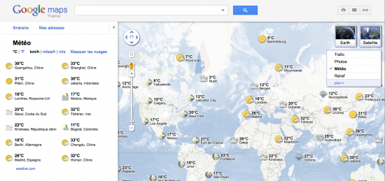 Real time weather forecast with Google Maps