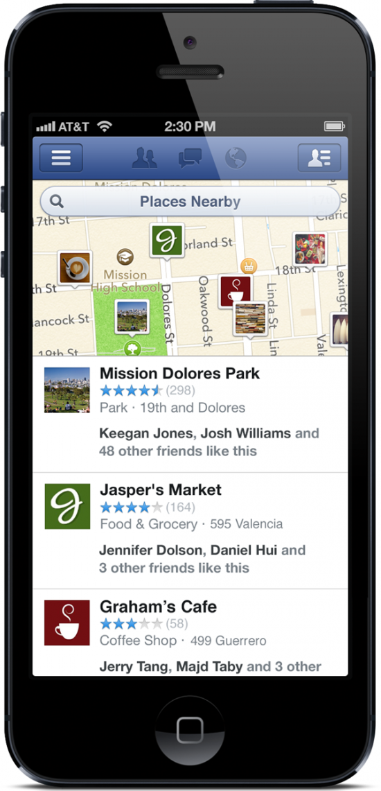 Facebook Nearby app for iOS